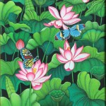 『蓮池を舞う蝶』ARSANA 50x40cm